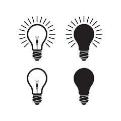 Light bulb icon set bundle vector illustration