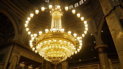 Fototapeta premium Grand Chandelier in a Majestic Mosque