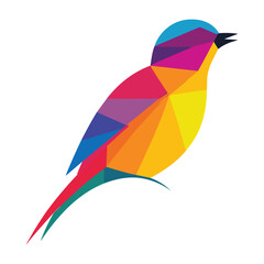 Bright Low-Poly Bird in a Minimalist Style