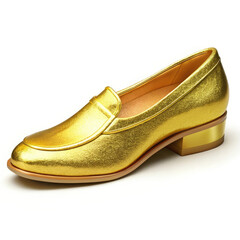 a gold shoe on white background