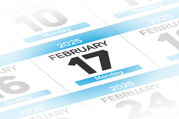17 February 2025 year date calendar day illustration