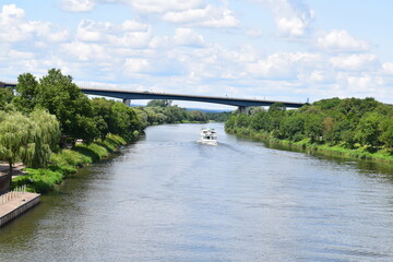 Moselle in Luxembourg near Schengen in summer