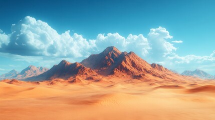 Fototapeta premium Awe-Inspiring Desert Mountain Panorama: A Breathtaking Landscape of Majestic Peaks and Vast Sands