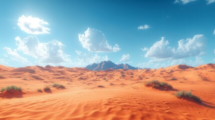 Naklejka premium Desert Landscape Panorama: A Breathtaking View of a Sunny Day in the Desert