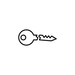 Broken key vector icon outlined style.