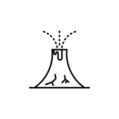 Volcano eruption vector icon outlined style.