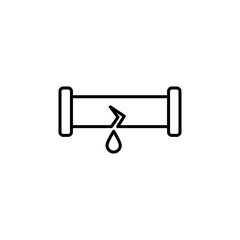 Broken pipe vector icon outlined style.