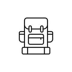 Hiking backpack vector icon outlined style.