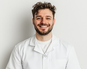 Obraz premium Healthcare professional smiling in clinic setting portrait bright environment optimistic vibe