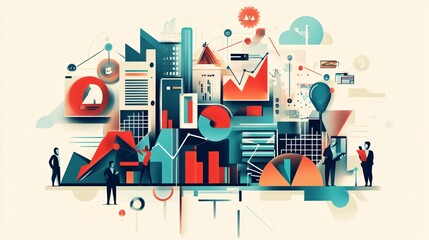 Naklejka premium Illustration of global business, trade, and economic health. Business strategies for economic growth. Global economic conditions influence trade and financial stability.