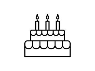 Birthday cake line icon, outline sign flat black trendy style illustration for web and apps on white background. eps vector illustration