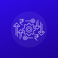cost effective line icon with rupee, vector