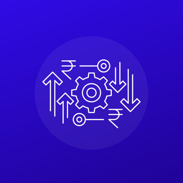 cost effective line icon with rupee, vector