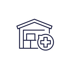 medical warehouse line icon on white