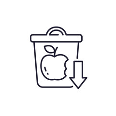 reduce food waste line icon with a trash bin