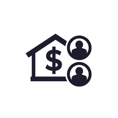 tenants and rent payment icon with house