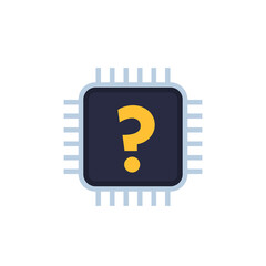 unknown hardware icon with a chipset, flat vector design