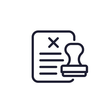 recommend clip art: rejected document icon with a stamp, line design
