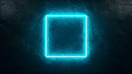 A glowing blue square outline against a dark background, creating a modern and futuristic aesthetic.