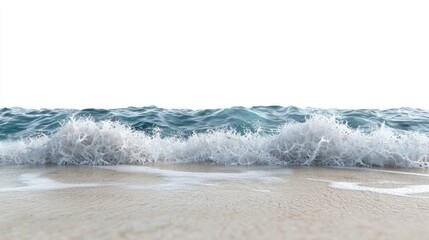 Fototapeta premium 3d rendering of gentle sea waves on the beach isolated on white background. The image has a 1/1 aspect ratio, leaving plenty of white space above 