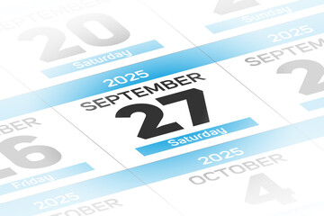 27 September 2025 year date calendar day illustration