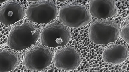 Microscopic view of graphene structure revealing intricate atomic patterns. Advanced material science and nanotechnology exploration.