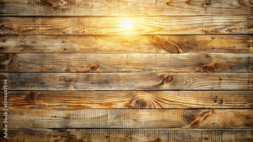 Poster warm light gleams through rustic wooden planks, creating a natural and inviting atmosphere