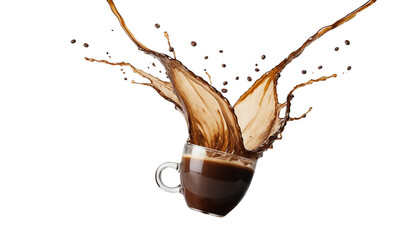 Coffee splash png, coffee cup on transparent background