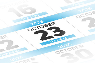 23 October 2025 year date calendar day illustration