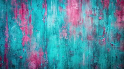 Abstract Teal and Pink Wall Texture with Flaking Paint