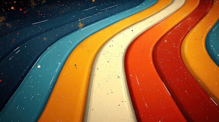 Retro Wave Abstract Art: Vibrant 70s Inspired Design