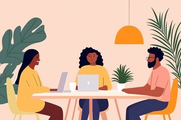 Diverse Team Collaborating on Digital Innovation Project in Modern Office Setting