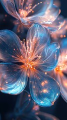 Translucent flowers glowing lights ethereal beauty