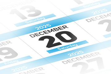 20 December 2025 year date calendar day illustration
