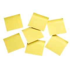 Fototapeta premium Flat Lay of Yellow Sticky Notes Isolate On Transparent Background Cutout, PNG file, Cutout file