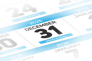 Fototapeta premium 31 December 2025 year date calendar day illustration