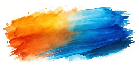 Vibrant Watercolor Strokes in Blue and Orange Shades with Textured Brush Effects for Artistic Backgrounds and Creative Projects