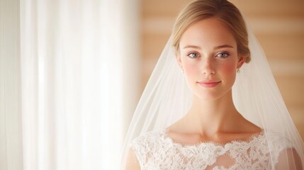 Fototapeta premium Close-up of Bride's Veil Catching Soft Light in Beautiful Setting