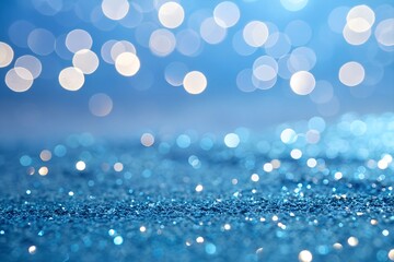 Fototapeta premium Abstract Blue Glitter Bokeh Background