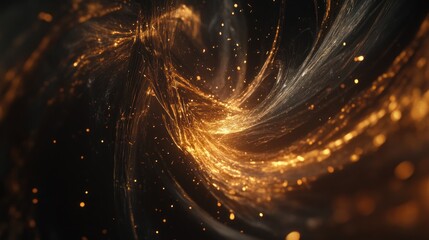 Obraz premium Golden Vortex: Abstract Digital Art
