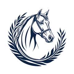 Fototapeta premium Classic emblem logo for horse riding club artistic design graphic representation elegant environment focus on equine heritage