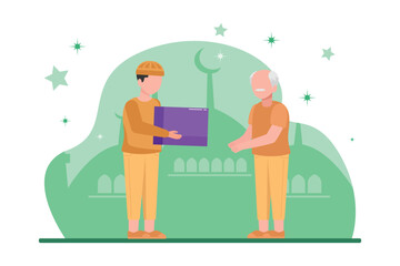 Charity and donation concept. Colored flat vector illustration isolated.