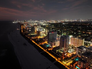 Night and dusk aerial photos of Miami Beach, Florida – A Stunning Coastal Cityscape