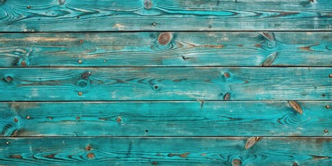 Obraz premium Rustic Turquoise Wooden Planks with a Distressed and Weathered Texture, Perfect for Backgrounds and Designs