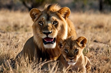 Day in the Life of a Lion Cub. Playtime and Learning with Dad