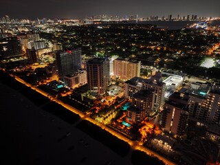 Night and dusk aerial photos of Miami Beach, Florida – A Stunning Coastal Cityscape