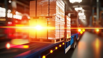 Modern Supply Chain Diagram Overlaid on Industrial Background