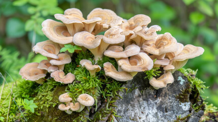 Fototapeta premium Natural fungus mycelium network texture closeup. Filaments of fungi microorganisms