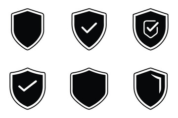 Shield outline silhouette icon set on white background © Mgain