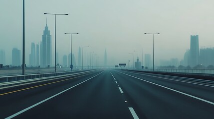 Empty express lane on highway during off-peak hours, symbolizing efficiency and opportunity in a calm, uncluttered environment.